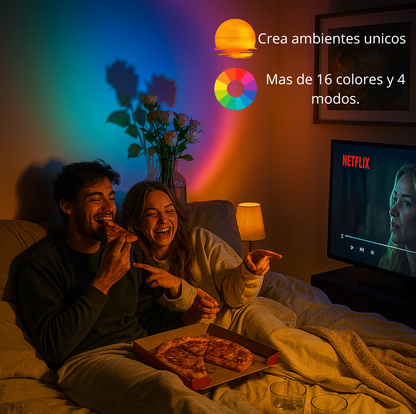 🌅 LUZAT® Sunset Lamp — Proyector LED RGB + Rotación 360°. Crea atardeceres en tu habitación